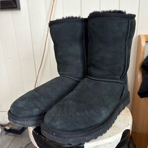 UGG Classic Short Black Suede Winter Boots